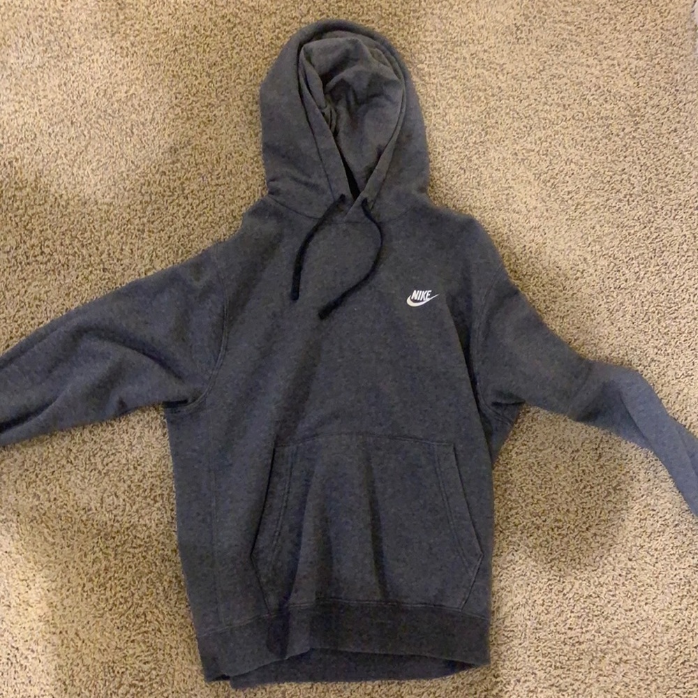 charcoal gray, long sleeve hoodie, nike